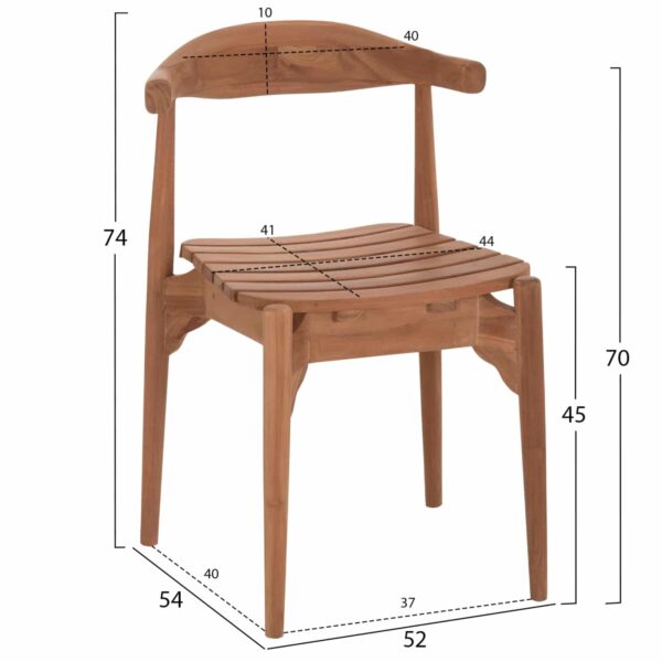 ΚΑΡΕΚΛΑ ΤΡΑΠΕΖΑΡΙΑΣ ΕΞ.ΧΩΡΟΥ DONNY HM6378 ΞΥΛΟ TEAK 52x54x74Υεκ. - Image 2