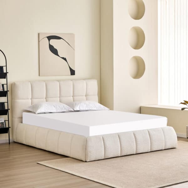 ΚΡΕΒΑΤΙ ΔΙΠΛΟ EDDY HM731.03 ΜΠΕΖ ΜΠΟΥΚΛΕ & ΑΠΟΘΗΚΕΥΤΙΚΟΣ ΧΩΡΟΣ ΓΙΑ  ΣΤΡΩΜΑ 160x200εκ - Image 2