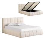 ΚΡΕΒΑΤΙ ΔΙΠΛΟ EDDY HM731.03 ΜΠΕΖ ΜΠΟΥΚΛΕ & ΑΠΟΘΗΚΕΥΤΙΚΟΣ ΧΩΡΟΣ ΓΙΑ  ΣΤΡΩΜΑ 160x200εκ