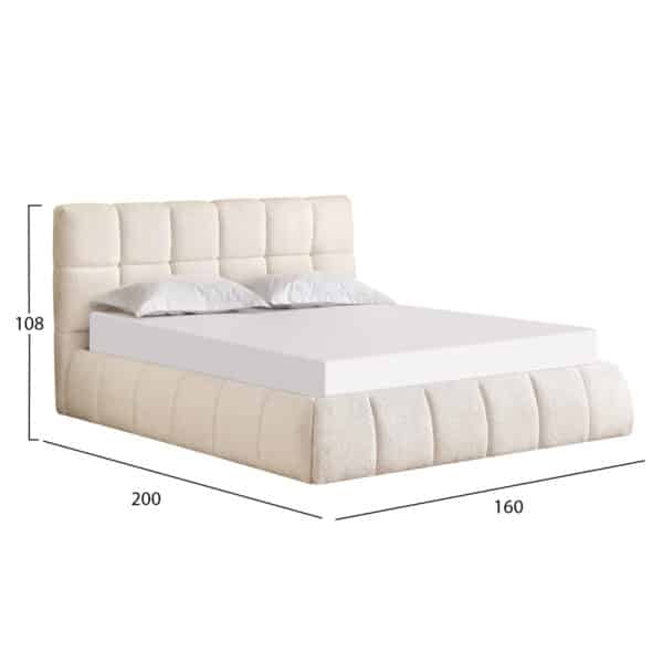 ΚΡΕΒΑΤΙ ΔΙΠΛΟ EDDY HM731.03 ΜΠΕΖ ΜΠΟΥΚΛΕ & ΑΠΟΘΗΚΕΥΤΙΚΟΣ ΧΩΡΟΣ ΓΙΑ  ΣΤΡΩΜΑ 160x200εκ - Image 3