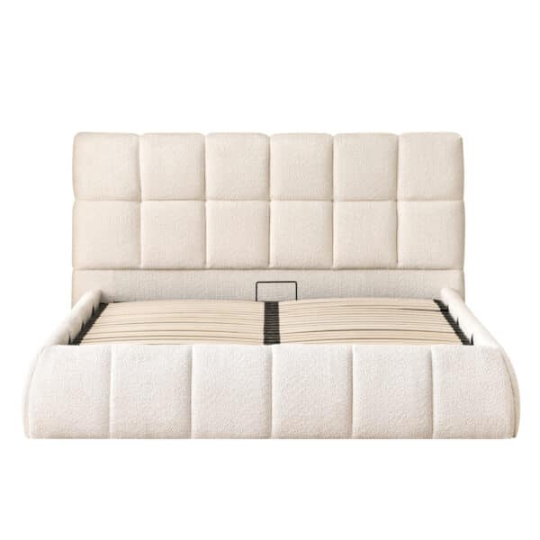 ΚΡΕΒΑΤΙ ΔΙΠΛΟ EDDY HM731.03 ΜΠΕΖ ΜΠΟΥΚΛΕ & ΑΠΟΘΗΚΕΥΤΙΚΟΣ ΧΩΡΟΣ ΓΙΑ  ΣΤΡΩΜΑ 160x200εκ - Image 4