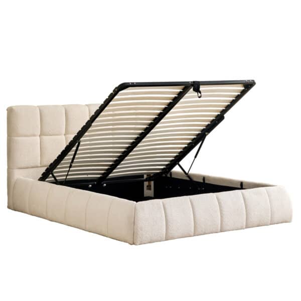 ΚΡΕΒΑΤΙ ΔΙΠΛΟ EDDY HM731.03 ΜΠΕΖ ΜΠΟΥΚΛΕ & ΑΠΟΘΗΚΕΥΤΙΚΟΣ ΧΩΡΟΣ ΓΙΑ  ΣΤΡΩΜΑ 160x200εκ - Image 6