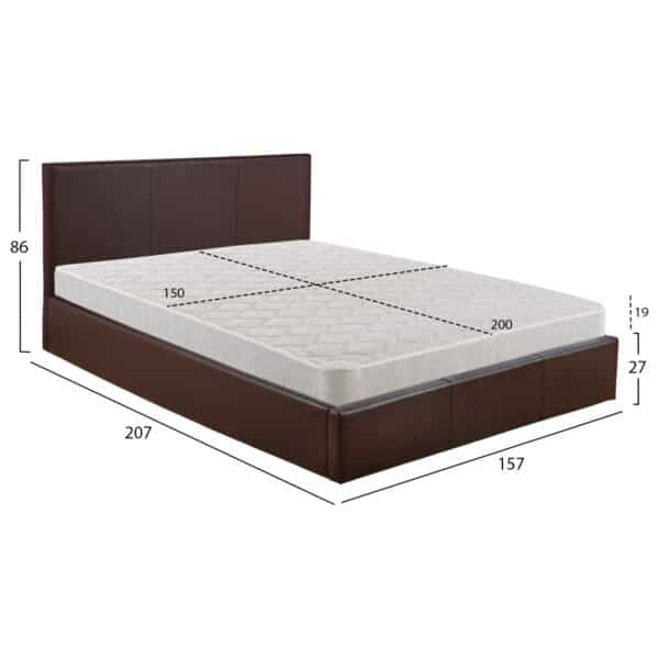 ΚΡΕΒΑΤΙ ΔΙΠΛΟ & ΣΤΡΩΜΑ BOBBI HM21271.02 ΚΑΦΕ PU ΜΕ ΑΠΟΘ.ΧΩΡΟ--ΓΙΑ 150x200εκ - Image 3