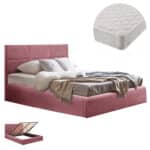 ΚΡΕΒΑΤΙ ΔΙΠΛΟ & ΣΤΡΩΜΑ BRILEY HM21272.02 ΣΑΠΙΟ ΜΗΛΟ ΒΕΛΟΥΔΟ ΜΕ ΑΠΟΘ.ΧΩΡΟ--ΓΙΑ 160x200εκ