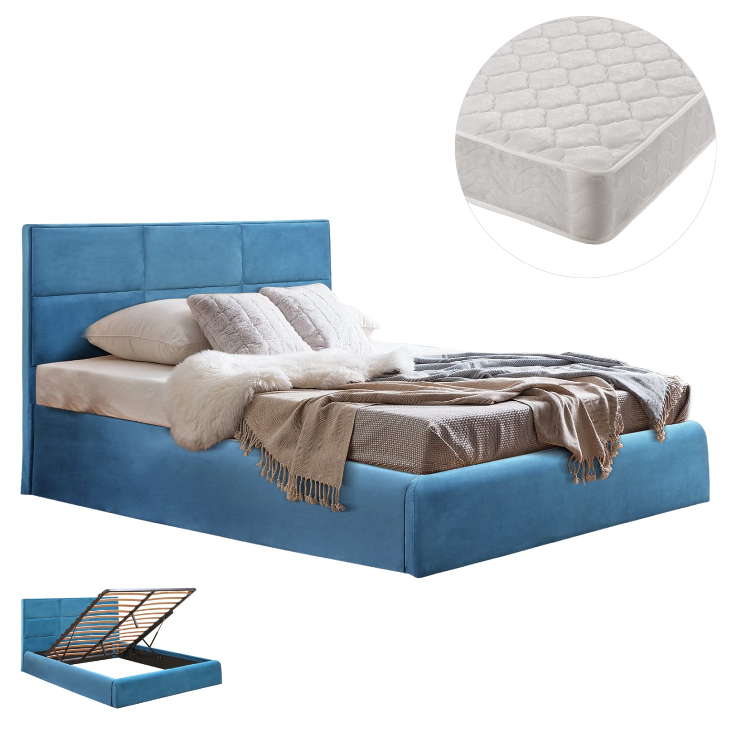 HM21272.04 ΚΡΕΒΑΤΙ ΔΙΠΛΟ & ΣΤΡΩΜΑ BRILEY HM21272.04 ΠΕΤΡΟΛ ΒΕΛΟΥΔΟ ΜΕ ΑΠΟΘ.ΧΩΡΟ--ΓΙΑ 160x200εκ - Image 1
