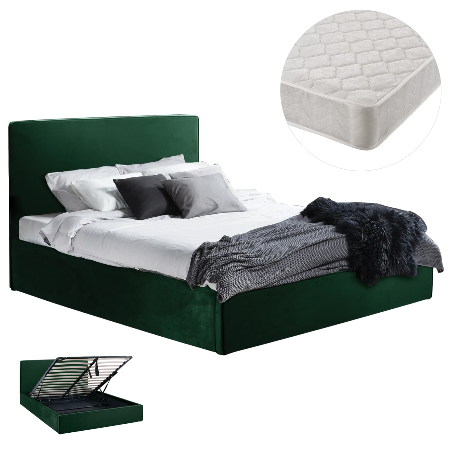 HM21273.03 ΚΡΕΒΑΤΙ ΔΙΠΛΟ & ΣΤΡΩΜΑ ALLIE HM21273.03 ΚΥΠΑΡΙΣΣΙ ΒΕΛΟΥΔΟ ΜΕ ΑΠΟΘ.ΧΩΡΟ--160x200εκ - Image 1