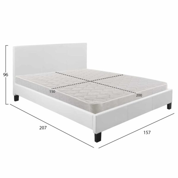 ΚΡΕΒΑΤΙ ΜΕ ΣΤΡΩΜΑ BECCA HM21283.01 ΛΕΥΚΟ PU--ΓΙΑ 150x200εκ - Image 3
