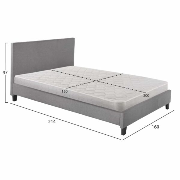 ΚΡΕΒΑΤΙ ΜΕ ΣΤΡΩΜΑ BECCA HM21283.04 ΓΚΡΙ ΥΦΑΣΜΑ--ΓΙΑ 150x200εκ - Image 3