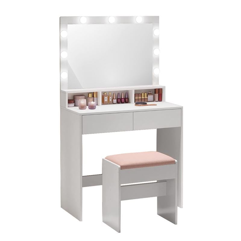 lucy-set-toualeta-me-skambo-apochrosi-aspro-kathreptis-led-thyra-usb-enlarge LUCY Set Τουαλέτα με Σκαμπό, Απόχρωση Άσπρο, Καθρέπτης LED & θύρα USB 80x40x75/140cm - Image 1