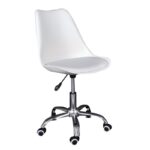 MARTIN-W Καρέκλα Γραφείου, Βάση Χρώμιο, PP & Pu Άσπρο, Μονταρισμένη Ταπετσαρία 56x56x79/91cm