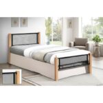 ΝΕΤ Κρεβάτι Μονό για Στρώμα 90x190cm, Μέταλλο Βαφή Μαύρο, Ξύλο Φυσικό 95x200x81cm(Στρώμα 90x190)cm