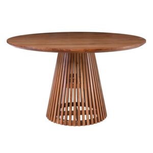 RIM Τραπέζι Ροτόντα Τραπεζαρίας, Ξύλο Μασίφ Ακακία Απόχρωση Φυσικό Φ130cm H.76cm