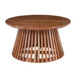 RIM Τραπέζι Σαλονιού, Ξύλο Μασίφ Ακακία Απόχρωση Φυσικό Φ80cm H.43cm