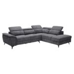 ROMEO Καναπές-Relax, Αριστερή Γωνία,Ύφασμα Γκρι, Αποθ.χώρος, Μία θέση με ηλεκτρική ανάκληση 284x224x76cm