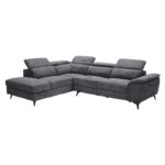 ROMEO Καναπές-Relax, Δεξιά Γωνία,Ύφασμα Γκρι, Αποθ.χώρος, Μία θέση με ηλεκτρική ανάκληση 284x224x76cm