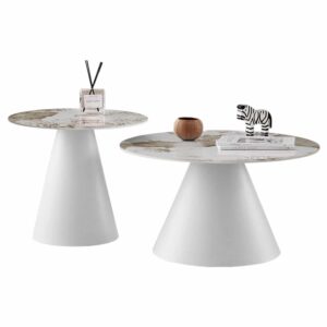 ΣΕΤ 2 ΤΡΑΠΕΖΙΑ ΣΑΛΟΝΙΟΥ RIDGE(X) HM18307.01 SINTERED STONE TOPS--ΒΑΣΕΙΣ ΛΕΥΚΕΣ Φ50 & Φ70