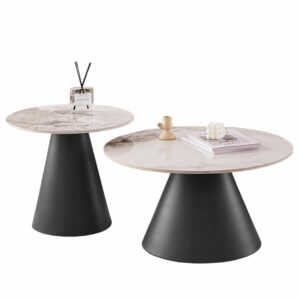 ΣΕΤ 2 ΤΡΑΠΕΖΙΑ ΣΑΛΟΝΙΟΥ RIDGE(X) HM18307.02 SINTERED STONE TOPS--ΒΑΣΕΙΣ ΜΑΥΡΕΣ Φ50 & Φ70