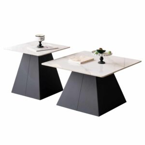 ΣΕΤ 2 ΤΡΑΠΕΖΙΑ ΣΑΛΟΝΙΟΥ QUBER(X) HM18311.02 SINTERED STONE ΤΕΤΡΑΓΩΝΟ--ΒΑΣΕΙΣ ΜΑΥΡΕΣ