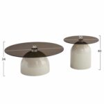 ΣΕΤ 2 ΤΡΑΠΕΖΙΑ ΣΑΛΟΝΙΟΥ BELLINS HM18313.04 ΜΠΕΖ ΜΕΤΑΛ.ΒΑΣΕΙΣ--ΓΥΑΛΙ Φ50εκ & Φ80εκ - Image 2