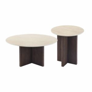 ΣΕΤ 2ΤΜΧ ΤΡΑΠΕΖΙΑ ΣΑΛΟΝΙΟΥ SKY HM21263 ΚΕΡΑΜΙΚΟ TOP ΟΨΗ ΤΡΑΒΕΡΤΙΝΑΣ-MDF ΒΑΣΗ ΚΑΦΕ