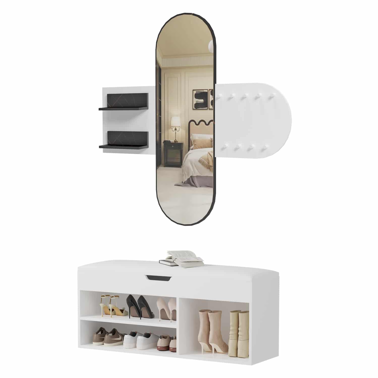 HM21276.01 ΣΕΤ ΕΙΣΟΔΟΥ 2ΤΜΧ CHERYL HM21276.01 ΜΕΛΑΜΙΝΗ ΣΕ ΛΕΥΚΟ--ΟΨΗ ΜΑΥΡΟ ΜΑΡΜΑΡΟ - Image 1