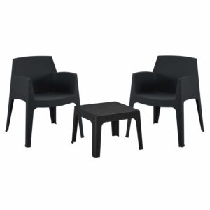 ΣΕΤ 3ΤΜΧ ΠΟΛΥΠΡΟΠΥΛΕΝΙΟΥ SLEEK HM21267.02 ΤΡΑΠΕΖΑΚΙ & 2 ΠΟΛΥΘΡΟΝΕΣ-ΜΑΥΡΟ