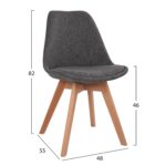 ΣΕΤ ΤΡΑΠΕΖΑΡΙΑΣ 5ΤΜΧ MORGAN HM21269.03 ΤΡΑΠΕΖΙ & 4 ΚΑΡΕΚΛΕΣ - ΓΚΡΙ ΥΦΑΣΜΑ - Image 3
