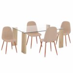 ΣΕΤ ΤΡΑΠΕΖΑΡΙΑΣ 5ΤΜΧ LEOMOR HM21270.01 ΤΡΑΠΕΖΙ & 4 ΚΑΡΕΚΛΕΣ - ΜΠΕΖ ΥΦΑΣΜΑ