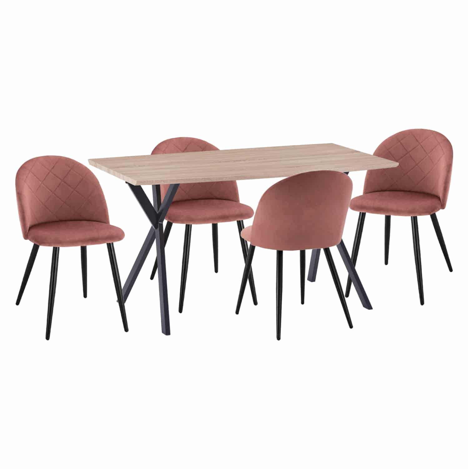 HM21277 ΣΕΤ ΤΡΑΠΕΖΑΡΙΑΣ 5ΤΜΧ ALARICK HM21277 MDF TOP-ΒΕΛΟΥΔΟ ΣΑΠΙΟ ΜΗΛΟ & ΜΕΤΑΛΛΟ ΜΑΥΡΟ - Image 1
