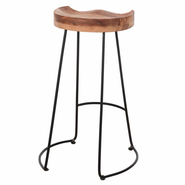 ΣΚΑΜΠΟ BAR ELEANOR HM8363.11 ΜΑΣΙΦ ΞΥΛΟ ΑΚΑΚΙΑΣ-ΜΕΤΑΛΛΟ 50x43x78Υεκ. - Image 5