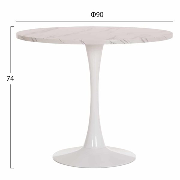 ΤΡΑΠΕΖΙ ΤΡΑΠΕΖΑΡΙΑΣ ROLLO HM9421.11 ΣΤΡΟΓΓΥΛΟ WHITE MARBLE Φ90x74Υεκ. - Image 2