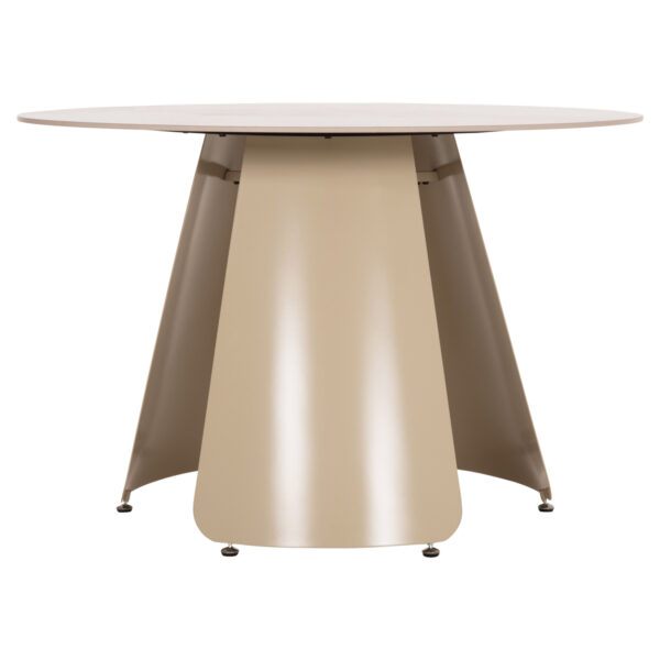 ΤΡΑΠΕΖΙ ΤΡΑΠΕΖΑΡΙΑΣ ΣΤΡΟΓΓΥΛΟ SEDAR HM18326 ΚΕΡΑΜΙΚΟ TOP--ΚΡΕΜ ΜΕΤΑΛ.ΠΟΔΙΑ Φ120x78Υ - Image 3