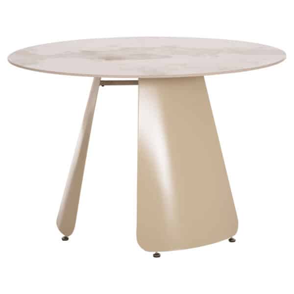 ΤΡΑΠΕΖΙ ΤΡΑΠΕΖΑΡΙΑΣ ΣΤΡΟΓΓΥΛΟ SEDAR HM18326 ΚΕΡΑΜΙΚΟ TOP--ΚΡΕΜ ΜΕΤΑΛ.ΠΟΔΙΑ Φ120x78Υ - Image 4