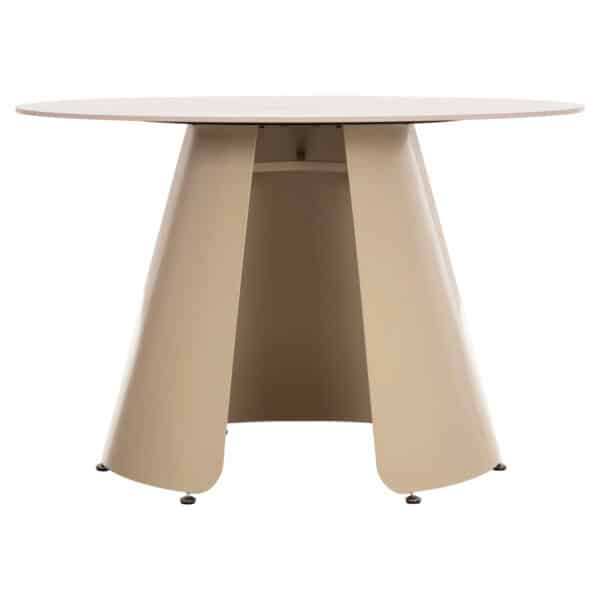 ΤΡΑΠΕΖΙ ΤΡΑΠΕΖΑΡΙΑΣ ΣΤΡΟΓΓΥΛΟ SEDAR HM18326 ΚΕΡΑΜΙΚΟ TOP--ΚΡΕΜ ΜΕΤΑΛ.ΠΟΔΙΑ Φ120x78Υ - Image 5