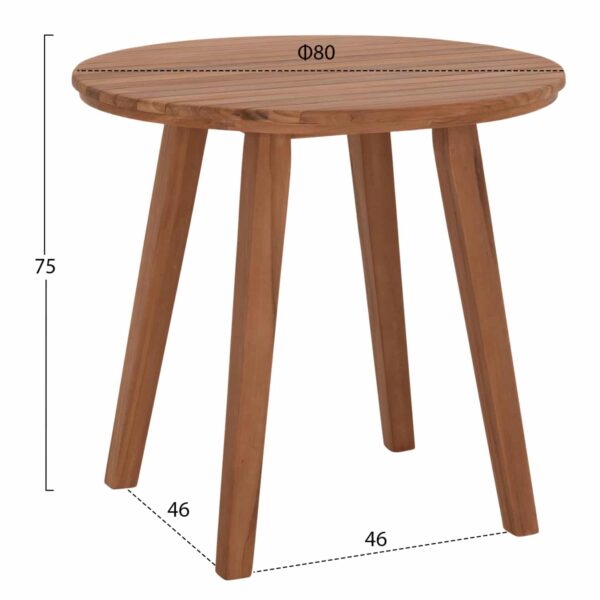 TΡΑΠΕΖΙ ΤΡΑΠΕΖΑΡΙΑΣ ΣΤΡΟΓΓΥΛΟ DANTE HM6379 ΞΥΛΟ TEAK Φ80x75Υεκ. - Image 2