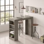 Τραπέζι Bar ArteLibre BROCKLEY Γκρι Με Εφέ Τσιμέντο Μοριοσανίδα 120x51.6x101.8cm - Image 5