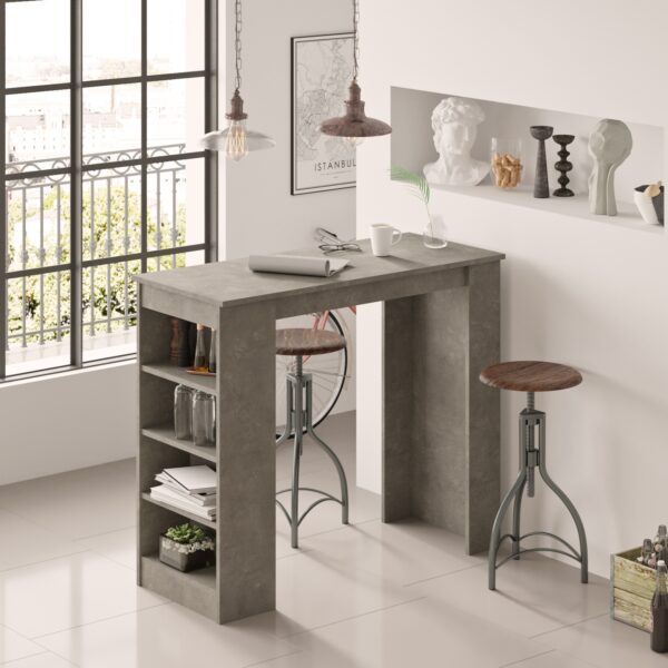 Τραπέζι Bar ArteLibre BROCKLEY Γκρι Με Εφέ Τσιμέντο Μοριοσανίδα 120x51.6x101.8cm - Image 5