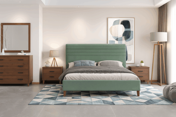 Κρεβάτι επενδεδυμένο με ξύλινα ποδαράκια Ν100 - Image 4