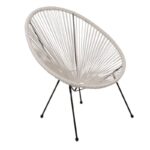 ACAPULCO Πολυθρόνα Μέταλλο Βαφή Μαύρο, Rattan Άσπρο 70x69x81cm