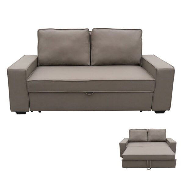 ALISON Καναπές - Κρεβάτι Σαλονιού - Καθιστικού, Pu-Nabuk Καφέ Mocha 176x102x91 Κρεβάτι:137x190x45 - Image 5