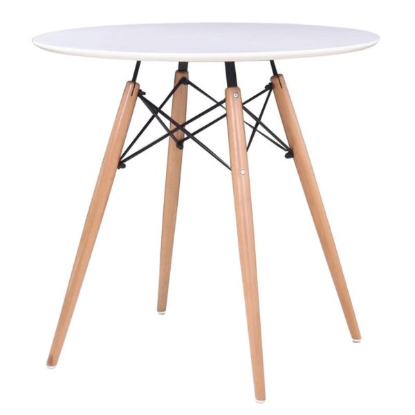 ART Wood Τραπέζι, Πόδια Οξιά Φυσικό, Επιφάνεια MDF Άσπρο Φ80cm H.74cm - Image 10
