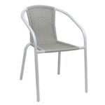 BALENO-W Πολυθρόνα Στοιβαζόμενη, Μέταλλο Βαφή Άσπρο, Wicker Beige 52x60x72cm - Image 7