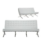 BARCELONA τ. Καναπές Σαλονιού Καθιστικού 3Θέσιος Inox - Pu Άσπρο 184x83x84cm - Image 7