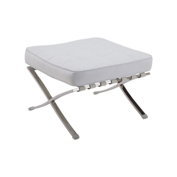 BARCELONA τ. Σκαμπό - Υποπόδιο, Βάση Inox, Pu Άσπρο 61x61x43cm - Image 5