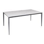 BARRET Τραπέζι Τραπεζαρίας - Κουζίνας, Alu Μαύρο, Επιφάνεια Sintered Stone White Marble 160x90x74cm - Image 5