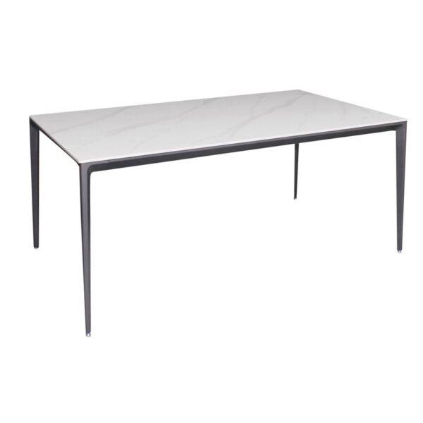 BARRET Τραπέζι Τραπεζαρίας - Κουζίνας, Alu Μαύρο, Επιφάνεια Sintered Stone White Marble 140x80x74cm - Image 5