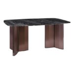 BARRY Τραπέζι Τραπεζαρίας, Επιφάνεια Μάρμαρο, Βάση Μέταλλο Απόχρωση Καρυδί 180x90x73cm - Image 5