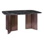 BARRY Τραπέζι Τραπεζαρίας, Επιφάνεια Μάρμαρο, Βάση Μέταλλο Απόχρωση Καρυδί 160x90x73cm - Image 5