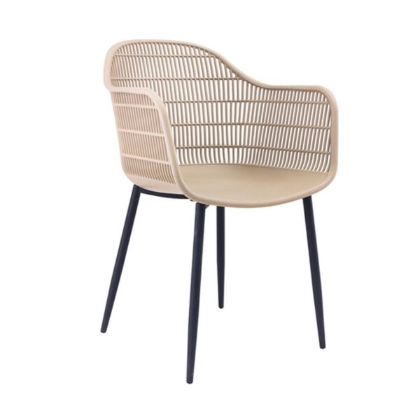 BERRY Πολυθρόνα Μέταλλο Βαφή Μαύρο, PP-UV Tortora 58x58x85cm - Image 15