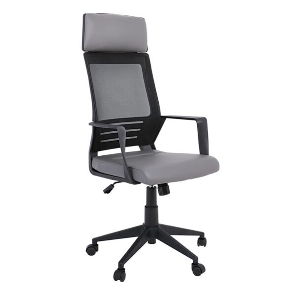 BF2500 Πολυθρόνα Γραφείου Διευθυντή Mesh Μαύρο - Pu Γκρι 58x62x116/126cm - Image 13